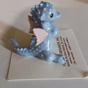 Hagen Renaker miniature Drsgon. Blue with pink wings and pink spots